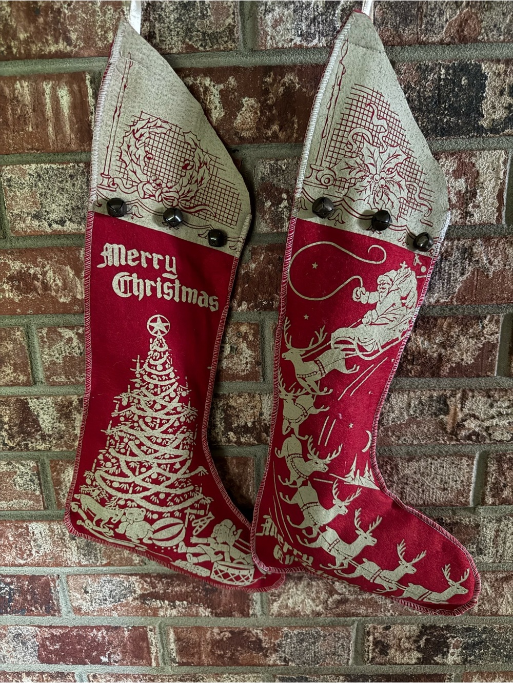 Vintage Red Holiday Stocking Set